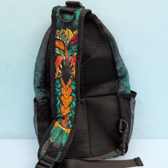 Owl Sling Bag Casual Shoulder Crossbody Travel Daypack Mesh Pocket Backpack Teal - Picture 7 of 9